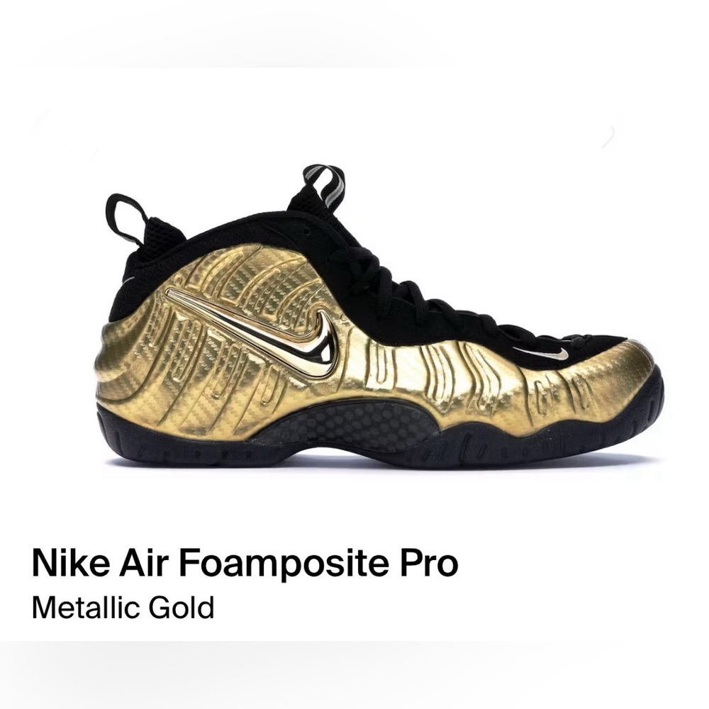 Nike Air Foamposite Pro Metallic Gold Size 9.5 NIB StockX Certified